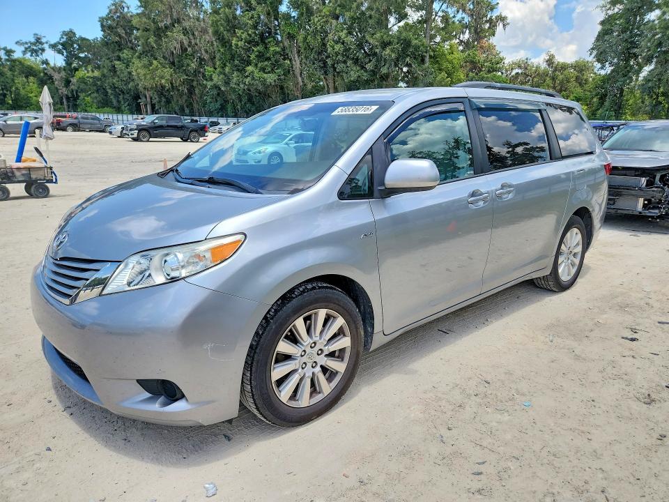 2017 Toyota Sienna VIN 5TDJZ3DC2HS146392 COPART salvage auction — FRONT END, Fl - Cert Of Title Slvg Rebuildable, sold $4,550 on 2026-07-21 (photo 1)
