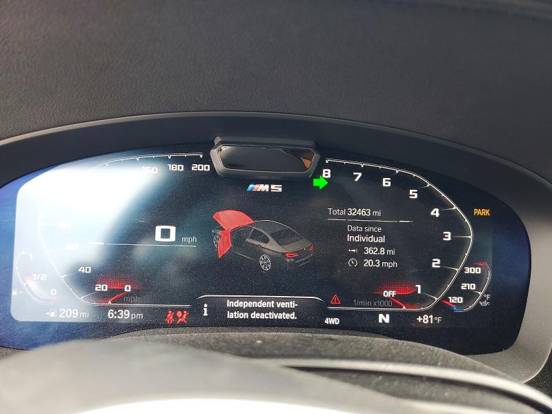 2021 BMW M5 VIN WBS83CH08MCG82044 COPART salvage auction — FRONT END, SC - CERT OF TITLE-SALVAGE, sold $26,250 on 2026-07-27 (photo 9)