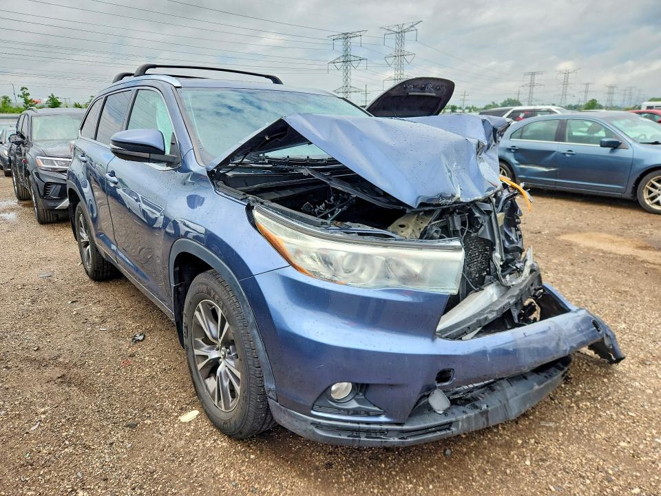 2016 Toyota Highlander VIN 5TDJKRFH5GS290243 COPART salvage auction — FRONT END, IL - SALVAGE CERTIFICATE, sold $5,300 on 2026-07-28 (photo 4)