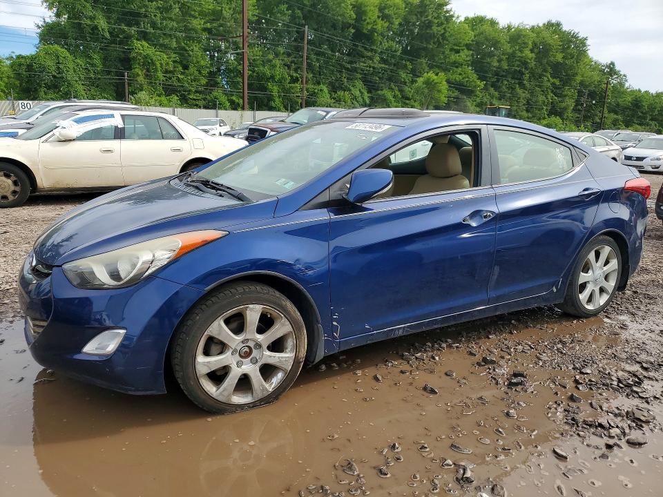 2013 Hyundai Elantra VIN KMHDH4AEXDU520941 COPART salvage auction — VANDALISM, Pa - Certificate Of Salvage, sold $825 on 2026-07-27 (photo 1)