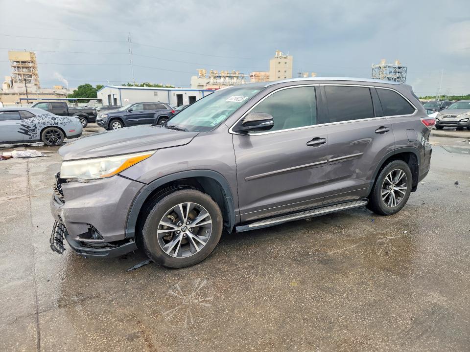 2016 Toyota Highlander VIN 5TDKKRFHXGS173889 COPART salvage auction — FRONT END, LA - CERT OF TITLE-SALVAGE, sold $7,100 on 2026-07-08 (photo 1)