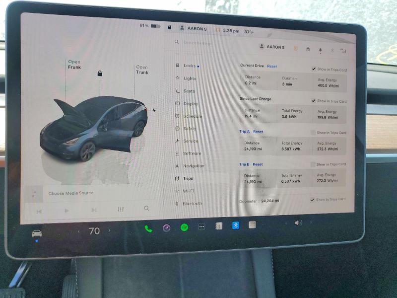 2024 Tesla Model y VIN 7SAYGDEE0RF195836 COPART salvage auction — FRONT END, In - Cert Of Title-Salvage Title, sold $16,500 on 2026-07-10 (photo 9)
