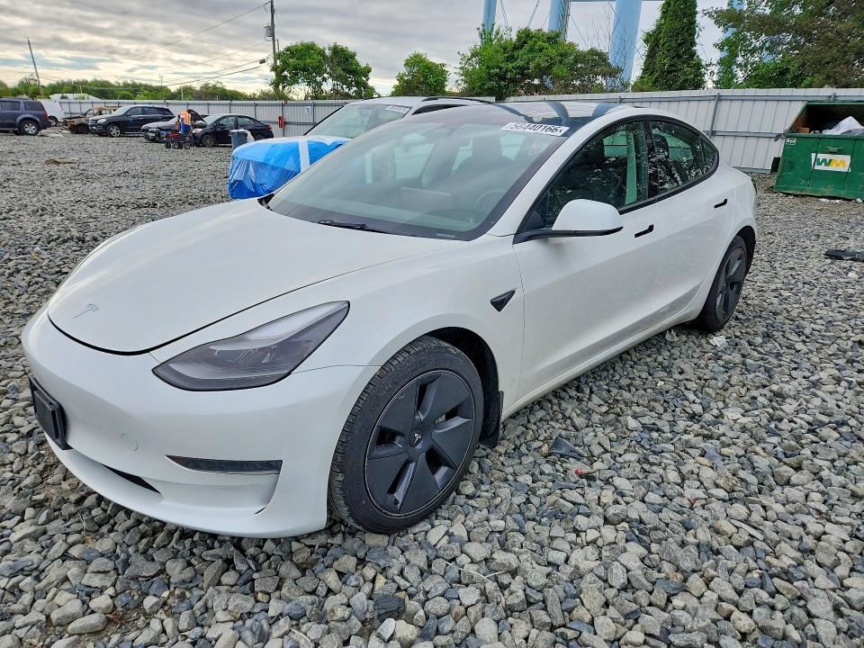 2023 Tesla Model 3 VIN 5YJ3E1EA0PF573918 COPART salvage auction — REAR END, Nj - Cert Of Title-Salvage, sold $10,700 on 2026-07-22 (photo 1)