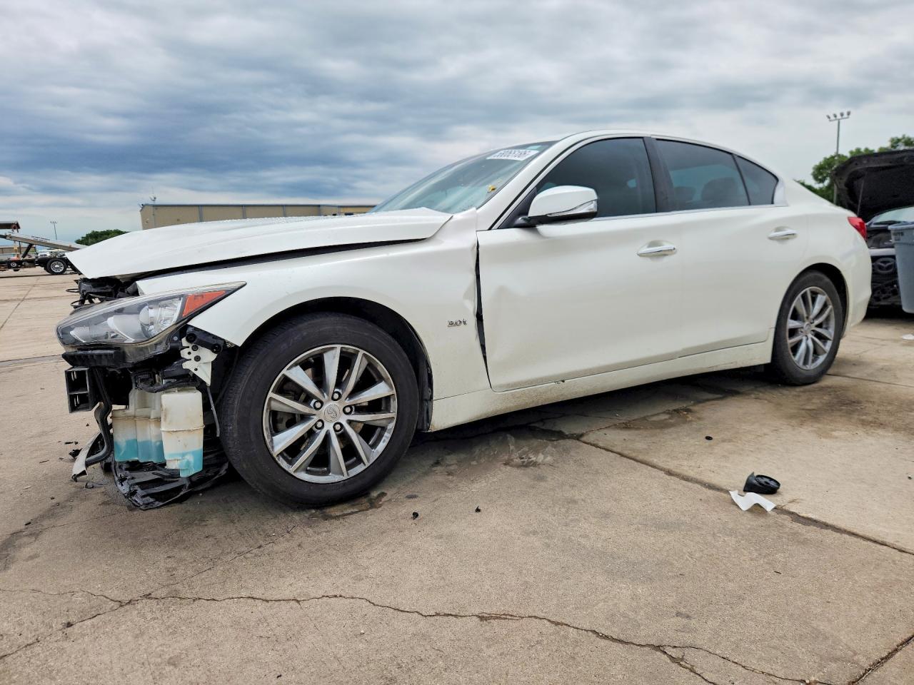 2017 Infiniti Q50 VIN JN1EV7AP2HM739518 COPART salvage auction — Front End, TX - SALVAGE VEHICLE TITLE, sold $1,000 on 2026-07-09 (photo 1)