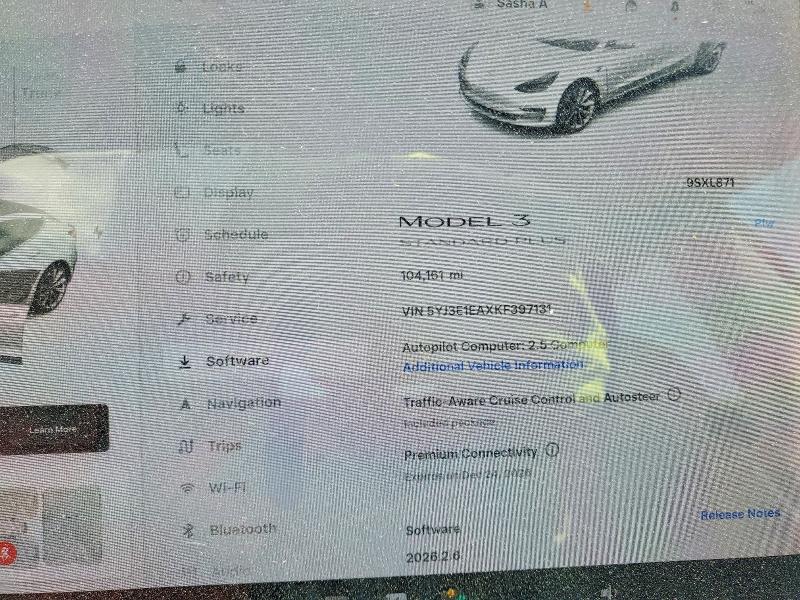 2019 Tesla Model 3 VIN 5YJ3E1EAXKF397131 COPART salvage auction — FRONT END, CA - SALVAGE CERTIFICATE, sold $5,400 on 2026-07-14 (photo 9)
