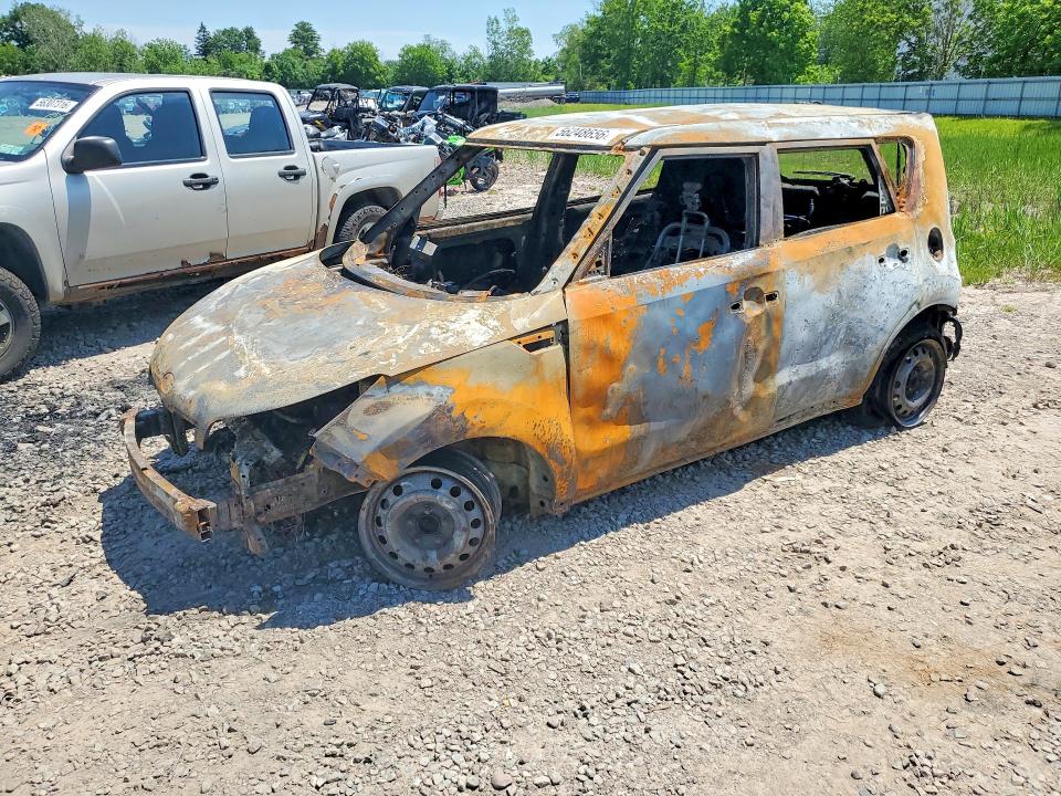 2014 Kia Soul VIN KNDJN2A2XE7018280 COPART salvage auction — INTERIOR BURN, Ny - Mv907A-Parts Only, sold $250 on 2026-07-08 (photo 1)