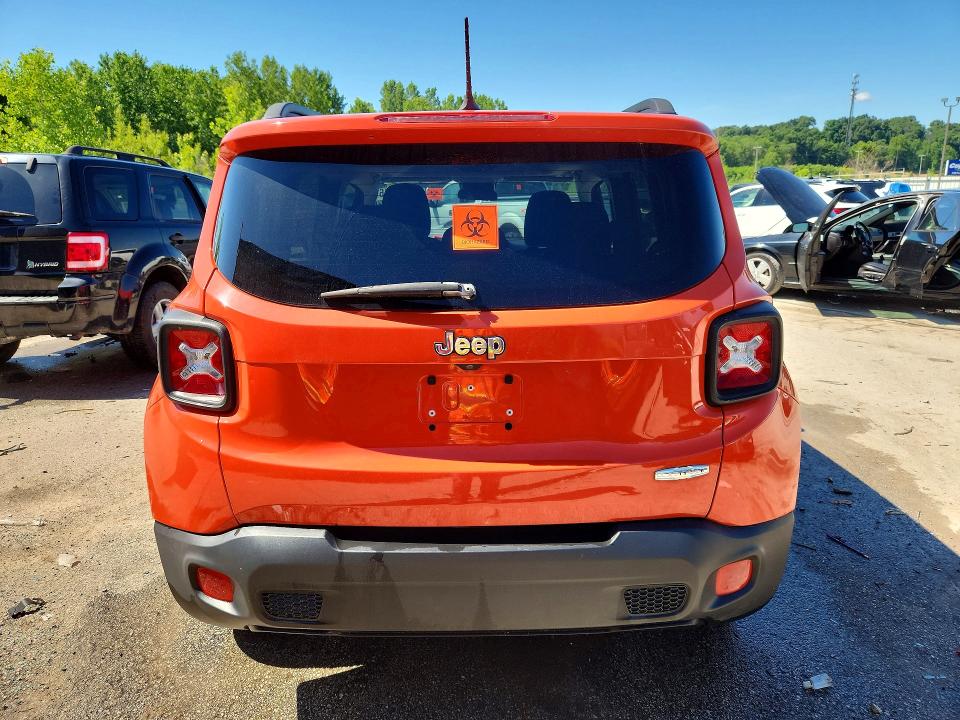 2016 Jeep Renegade VIN ZACCJABT1GPC60998 COPART salvage auction — WATER/FLOOD, Ky - Cert Of Title-Salvage Water, sold $1,700 on 2026-08-20 (photo 6)