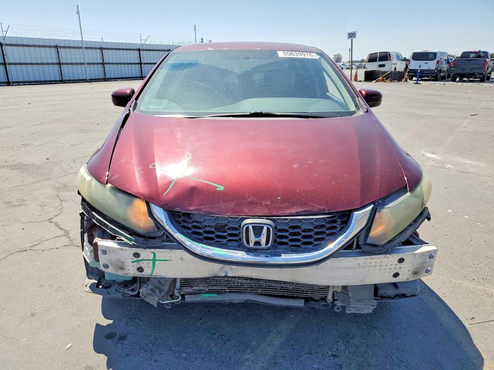 2014 Honda Civic VIN 2HGFB2E5XEH558530 COPART salvage auction — FRONT END, Ca - Salvage Certificate, sold $2,800 on 2026-07-02 (photo 5)