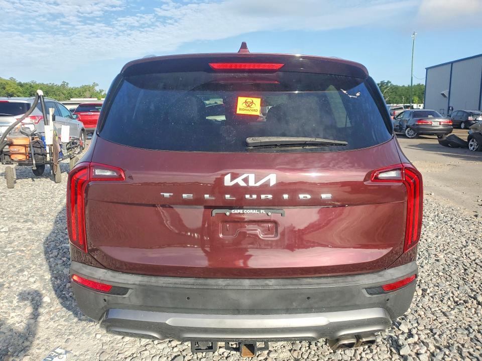 2022 Kia Telluride VIN 5XYP54HC1NG296492 COPART salvage auction — WATER/FLOOD, Fl - Certificate Of Destruction, sold $1,750 on 2026-07-27 (photo 6)