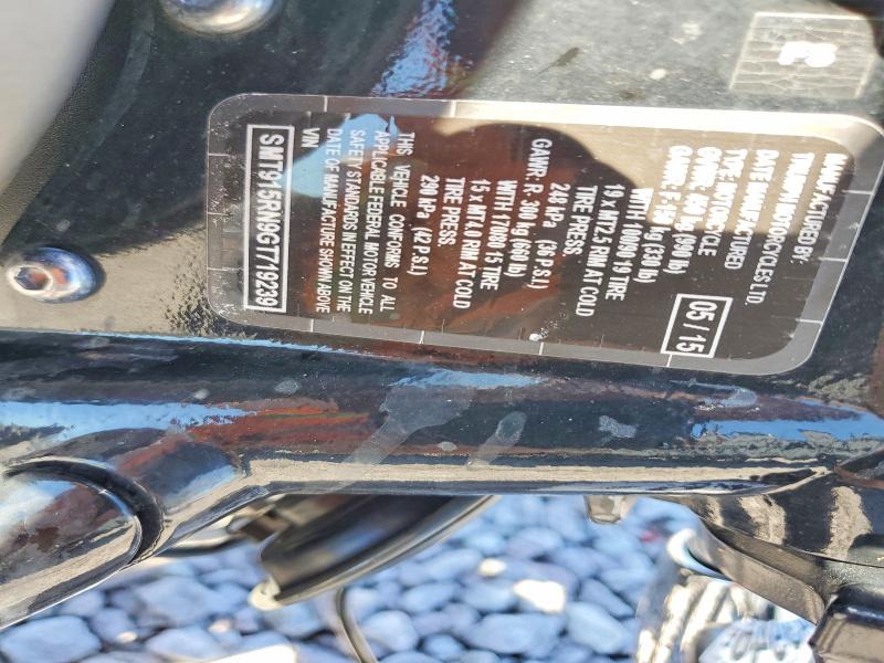 2016 Triumph motorcycle Speedmaster VIN SMT915RN9GT719239 COPART salvage auction — MINOR DENT/SCRATCHES, IA - CERT OF TITLE-SALVAGE TITLE, sold $1,350 on 2026-07-02 (photo 9)