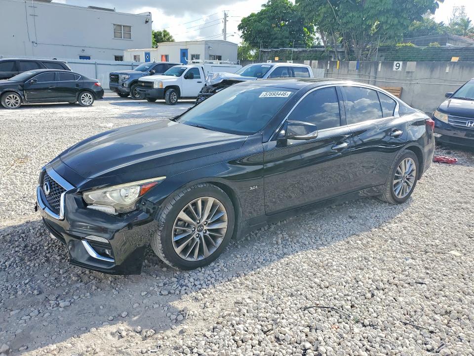 2018 Infiniti Q50 VIN JN1EV7APXJM366413 COPART salvage auction — FRONT END, Fl - Cert Of Ttl-Rebuilt&Slvg Rbld, sold $1,600 on 2026-07-17 (photo 1)