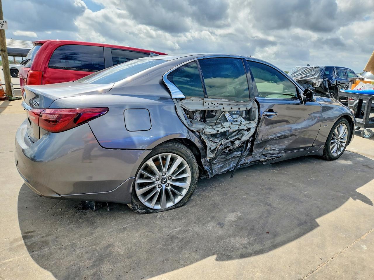 2018 Infiniti Q50 VIN JN1EV7AP8JM354910 COPART salvage auction — Side, TX - SALVAGE VEHICLE TITLE, sold $975 on 2026-07-09 (photo 3)