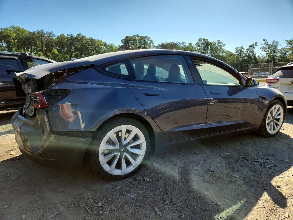 2022 Tesla Model 3 VIN 5YJ3E1EB0NF124065 COPART salvage auction — REAR END, Md - Cert Of Salvage < 75% Damage, sold $8,800 on 2026-07-31 (photo 3)