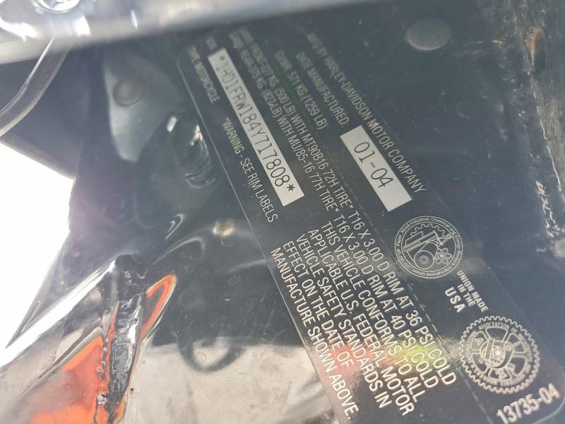 2004 Harley-davidson Flhrci VIN 1HD1FRW184Y717808 COPART salvage auction — SIDE, Fl - Cert Of Title Slvg Rebuildable, sold $2,000 on 2026-07-02 (photo 9)