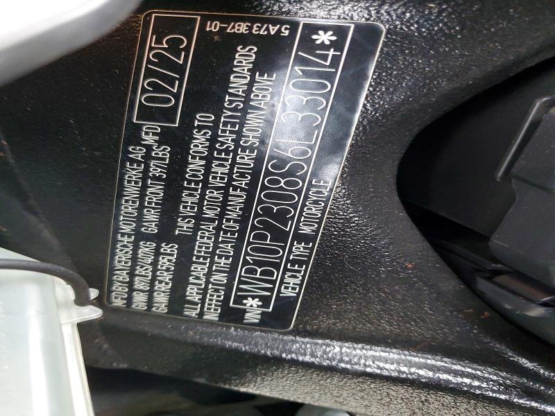 2025 BMW S 1000 VIN WB10P2308S6L33014 COPART salvage auction — SIDE, CA - SALVAGE CERTIFICATE, sold $15,200 on 2026-07-27 (photo 9)