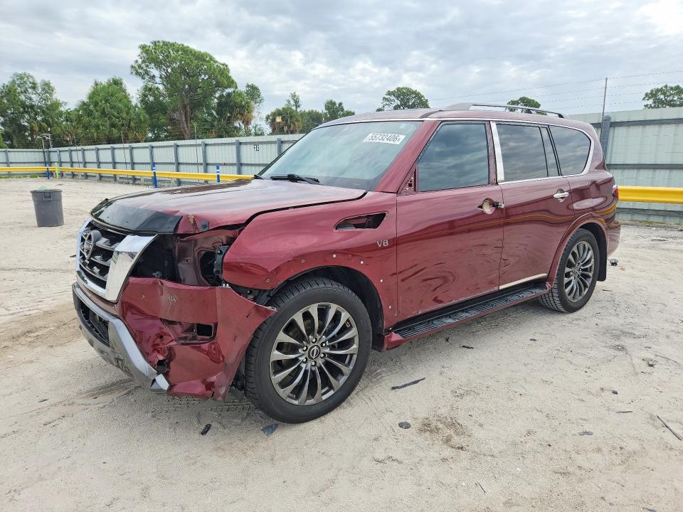 2021 Nissan Armada VIN JN8AY2DA3M9372725 COPART salvage auction — FRONT END, Fl - Cert Of Title Slvg Rebuildable, sold $13,600 on 2026-07-08 (photo 1)