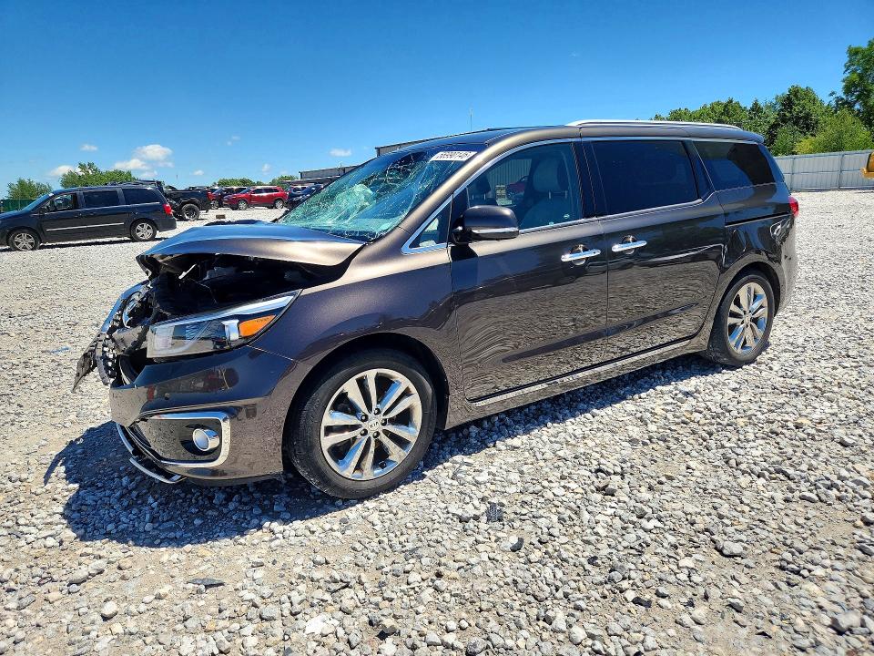 2018 Kia SEDONA VIN KNDME5C1XJ6350092 COPART salvage auction — FRONT END, Mi - Certificate Of Title, sold $1,950 on 2026-07-23 (photo 1)