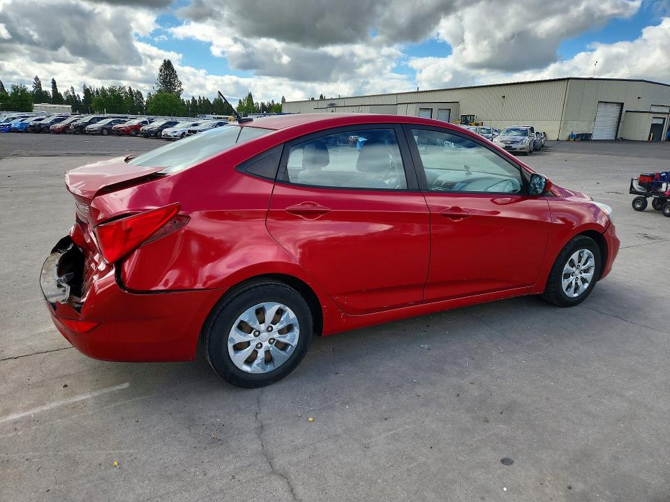 2015 Hyundai Accent VIN KMHCT4AEXFU825384 COPART salvage auction — REAR END, Or - Salvage Title Certificate, sold $500 on 2026-07-27 (photo 3)
