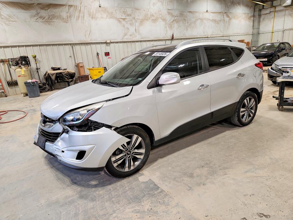 2014 Hyundai Tucson VIN KM8JU3AG7EU894905 COPART salvage auction — FRONT END, Wi - Certificate Of Title, sold $1,550 on 2026-07-15 (photo 1)