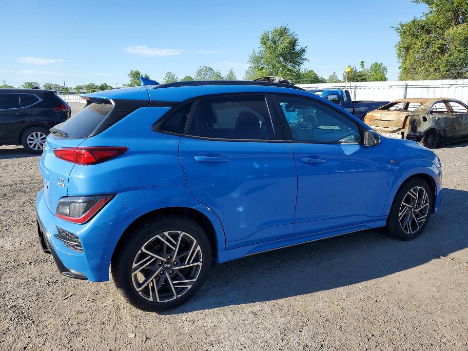 2022 Hyundai Kona VIN KM8K5CA37NU905061 COPART salvage auction — VANDALISM, On - Permit No Brand - Unfit, sold $8,000 on 2026-07-09 (photo 3)