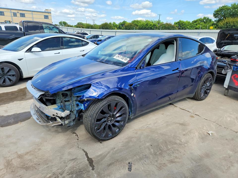 2021 Tesla Model y VIN 5YJYGDEF5MF270111 COPART salvage auction — FRONT END, Tx - Salvage Vehicle Title, sold $8,900 on 2026-07-02 (photo 1)