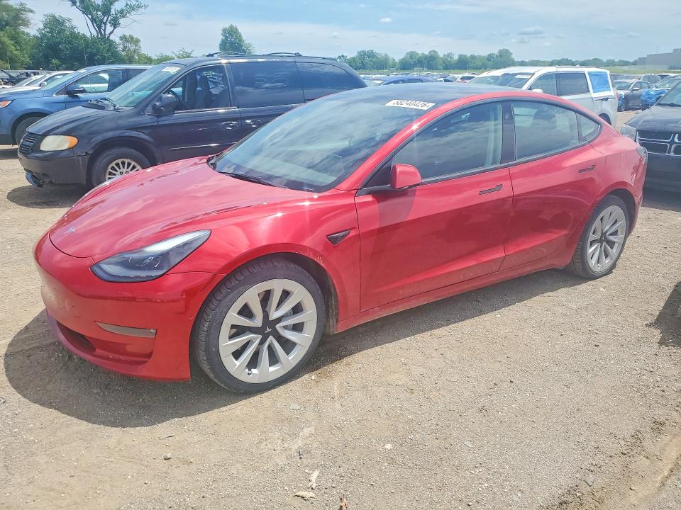 2022 Tesla Model 3 VIN 5YJ3E1EB0NF185576 COPART salvage auction — HAIL, Ia - Cert Of Title-Salvage Title, sold $11,400 on 2026-07-24 (photo 1)