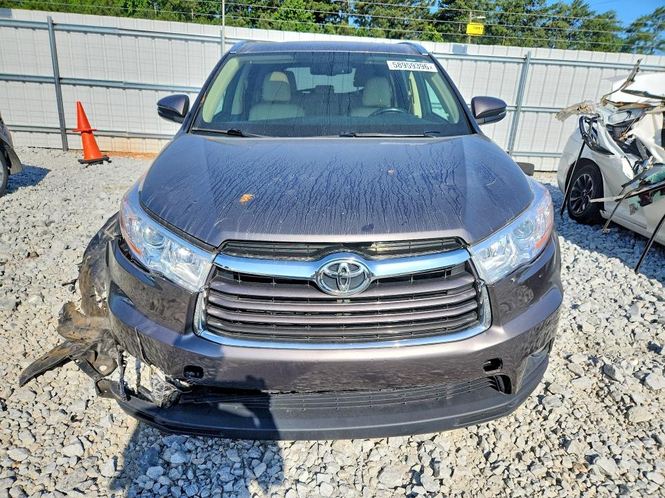 2014 Toyota Highlander VIN 5TDJKRFH5ES039042 COPART salvage auction — FRONT END, GA - CERT OF TITLE-SALVAGE, sold $4,050 on 2026-07-30 (photo 5)