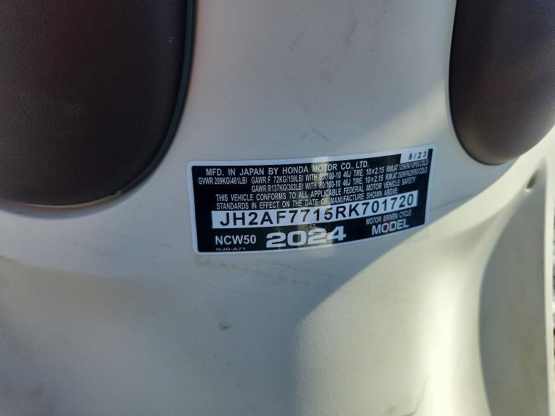 2024 Honda Chf VIN JH2AF7715RK701720 COPART salvage auction — FRONT END, Wi - Cert Of Title-Salvage Vehicle, sold $325 on 2026-07-30 (photo 8)