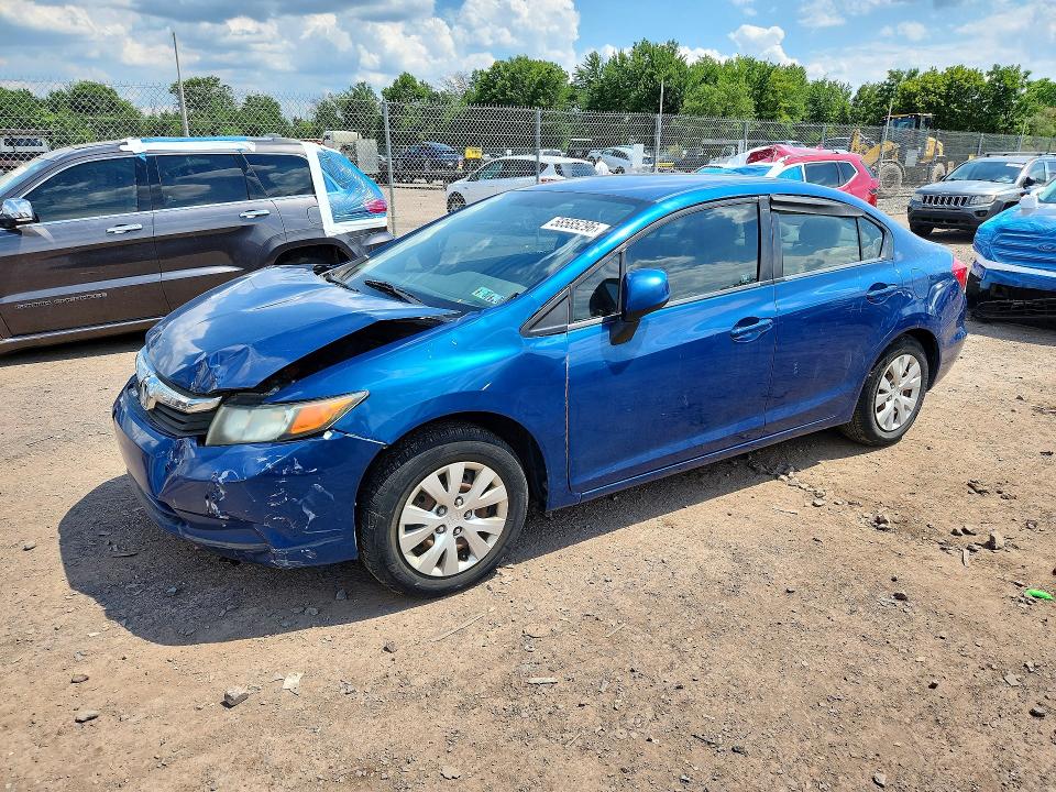 2012 Honda VIN 2HGFB2F55CH558673 COPART salvage auction — FRONT END, Salvage Title, sold $15 on 2026-08-03 (photo 1)
