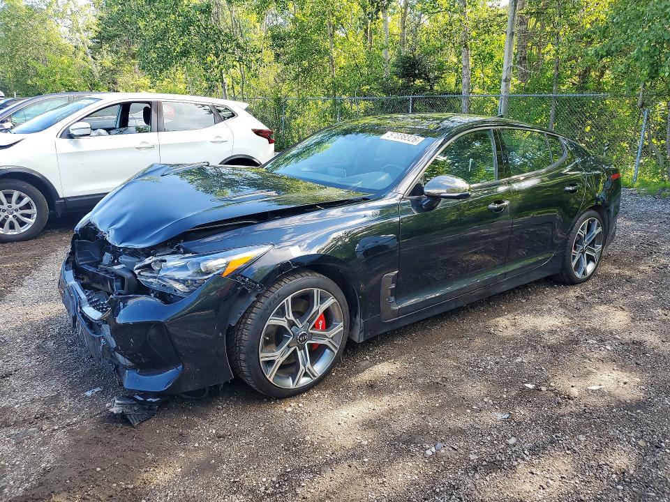 2019 Kia Stinger VIN KNAE55LC0K6068399 COPART salvage auction — FRONT END, On - Permit Salvage, sold $7,300 on 2026-07-30 (photo 1)