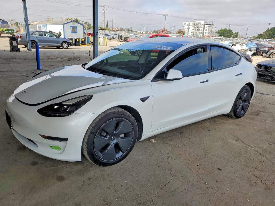 2023 Tesla Model 3 VIN 5YJ3E1EA7PF411459 COPART salvage auction — FRONT END, Ca - Salvage Certificate, sold $7,900 on 2026-07-16 (photo 1)