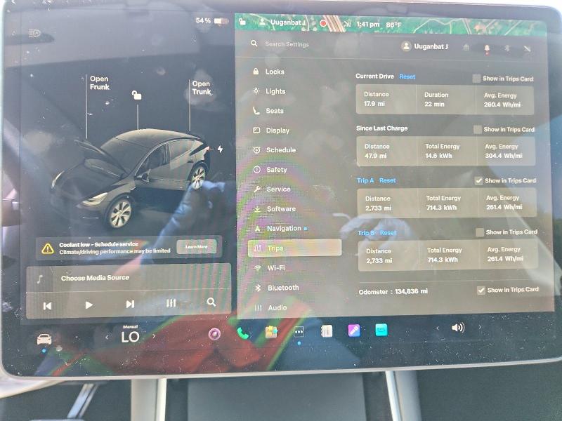 2020 Tesla Model y VIN 5YJYGDEE5LF043054 COPART salvage auction — FRONT END, Md - Cert Of Salvage > 75% Damage, sold $4,800 on 2026-07-31 (photo 9)