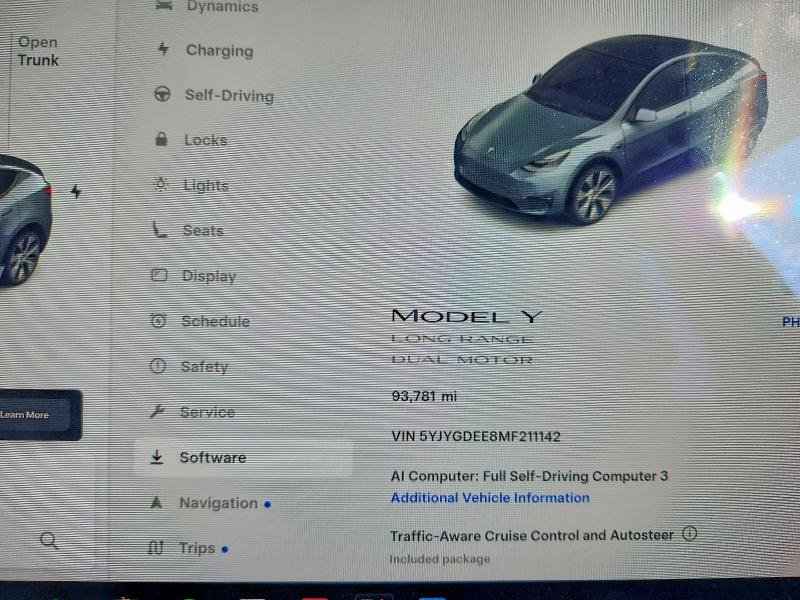 2021 Tesla Model y VIN 5YJYGDEE8MF211142 COPART salvage auction — FRONT END, Il - Salvage Certificate, sold $7,000 on 2026-08-25 (photo 9)