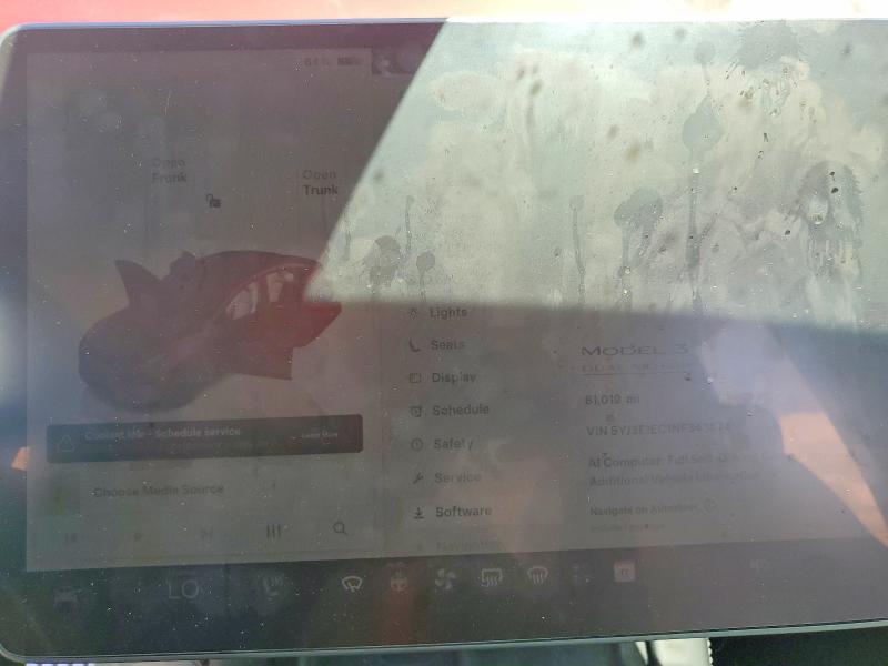 2022 Tesla VIN 5YJ3E1EC1NF343674 COPART salvage auction — FRONT END, Tx - Salvage Vehicle Title, sold $7,600 on 2026-07-22 (photo 9)