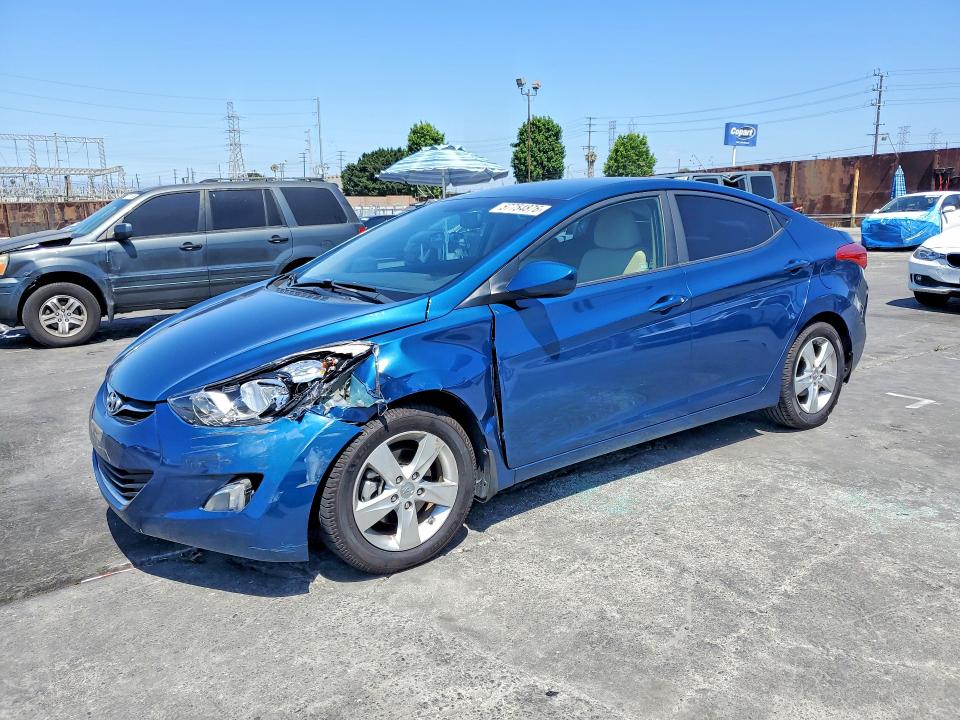 2013 Hyundai Elantra VIN KMHDH4AE9DU955787 COPART salvage auction — FRONT END, Ca - Salvage Certificate, sold $2,000 on 2026-07-18 (photo 1)
