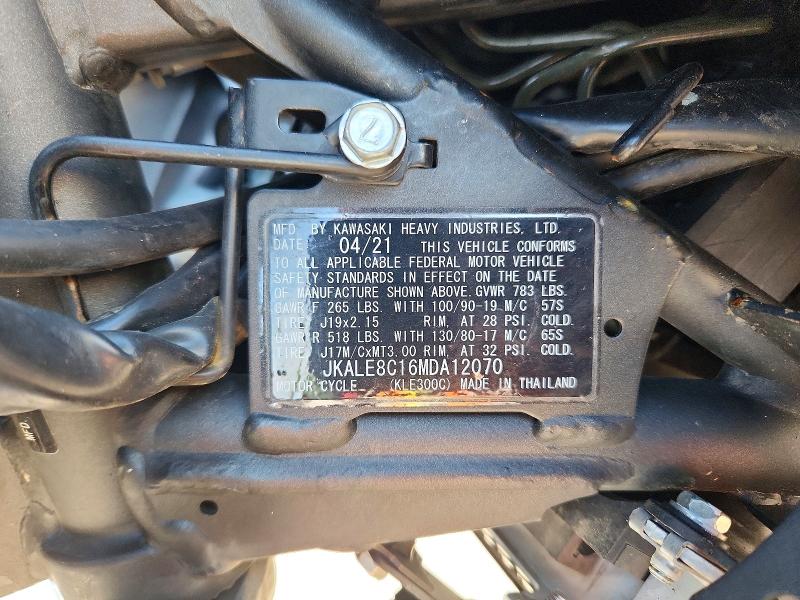 2021 Kawasaki VIN JKALE8C16MDA12070 COPART salvage auction — FRONT END, Al - Cert Of Title-Salvage Title, sold $1,450 on 2026-07-15 (photo 8)