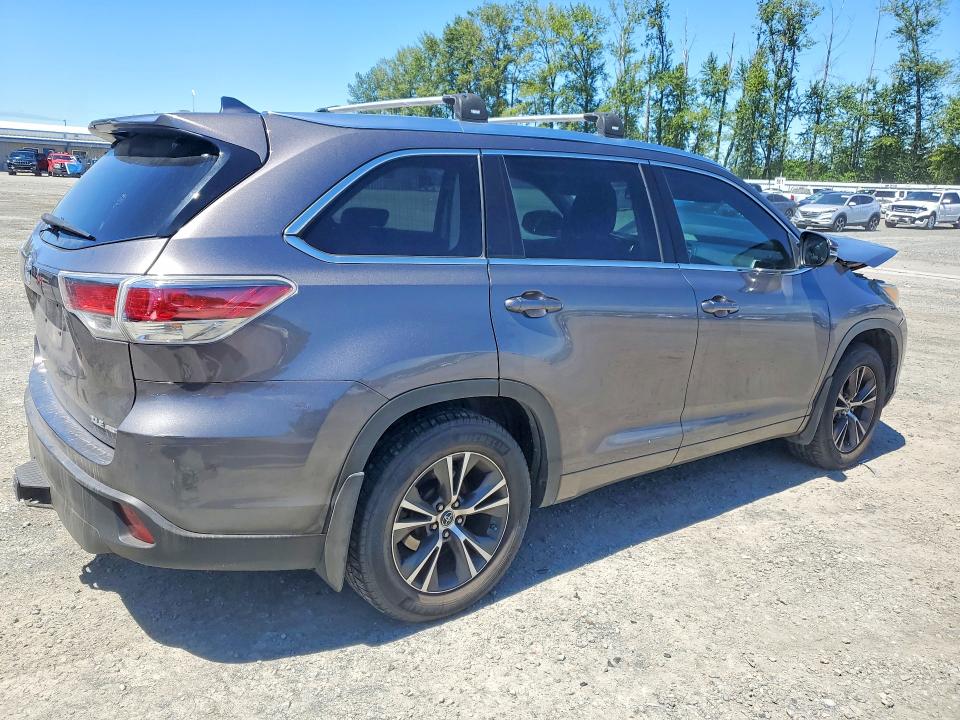 2016 Toyota Highlander VIN 5TDJKRFH0GS232203 COPART salvage auction — FRONT END, WA - BILL OF SALE, sold $8,000 on 2026-07-14 (photo 3)