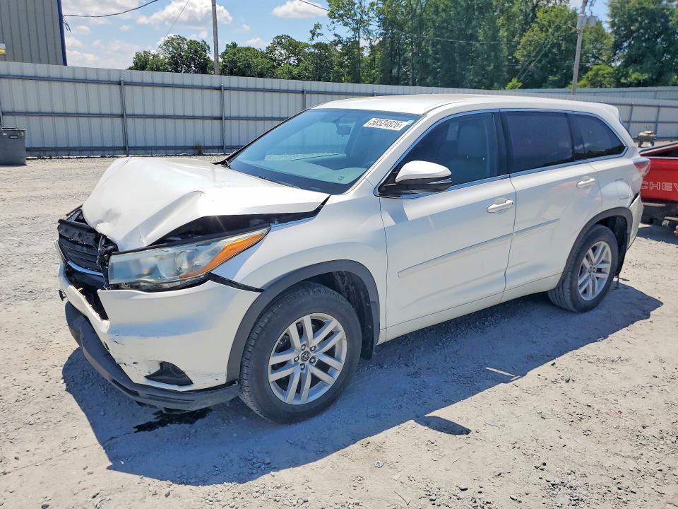 2016 Toyota Highlander VIN 5TDBKRFH7GS328270 COPART salvage auction — FRONT END, Nc - Salvage Certificate Of Title, sold $300 on 2026-07-29 (photo 1)