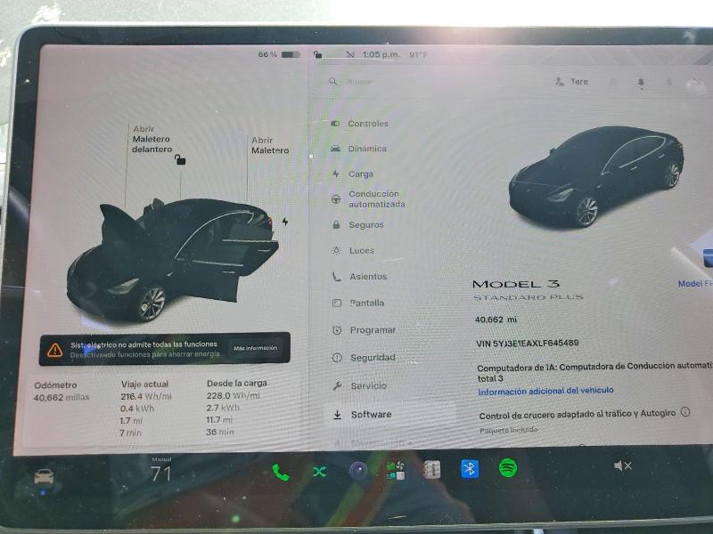 2020 Tesla Model 3 VIN 5YJ3E1EAXLF645489 COPART salvage auction — FRONT END, Ca - Salvage Certificate, sold $4,200 on 2026-07-02 (photo 9)