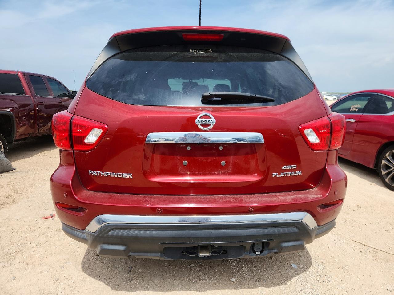 2018 Nissan Pathfinder VIN 5N1DR2MM5JC673877 COPART salvage auction — Front End, TX - SALVAGE VEHICLE TITLE, sold $4,250 on 2026-07-09 (photo 6)
