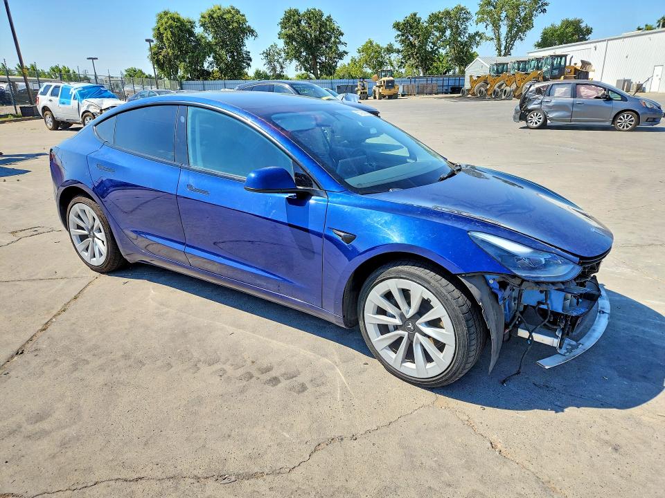 2022 Tesla VIN 5YJ3E1EB0NF106357 COPART salvage auction — FRONT END, Ca - Salvage Certificate, sold $7,700 on 2026-08-31 (photo 4)