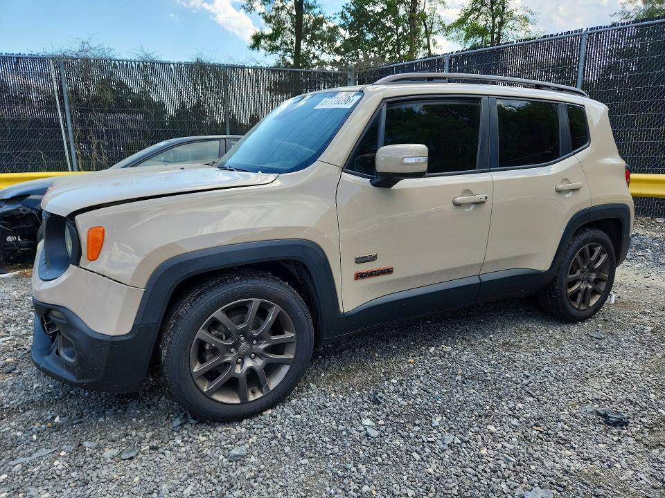 2016 Jeep Renegade VIN ZACCJABT0GPC62015 COPART salvage auction — FRONT END, Md - Cert Of Salvage > 75% Damage, sold $225 on 2026-08-21 (photo 1)