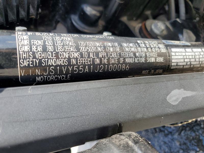2018 Suzuki Vz VIN JS1VY55A1J2100086 COPART salvage auction — FRONT END, Tx - Nonrepairable Title, sold $125 on 2026-07-30 (photo 9)
