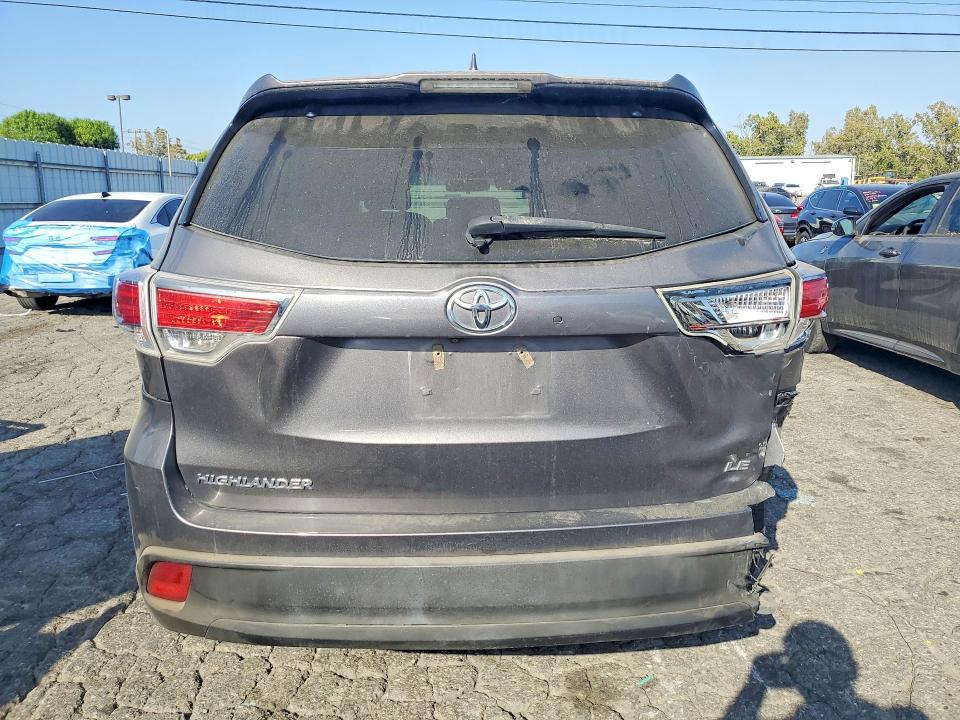 2016 Toyota Highlander VIN 5TDZKRFH5GS141219 COPART salvage auction — REAR END, Ca - Salvage Certificate, sold $3,150 on 2026-07-09 (photo 6)