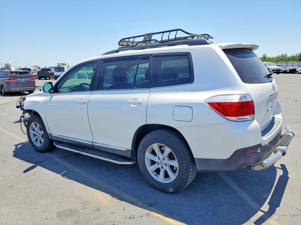 2013 Toyota Highlander VIN 5TDZK3EH9DS102109 COPART salvage auction — FRONT END, Ca - Salvage Certificate, sold $5,700 on 2026-07-16 (photo 2)
