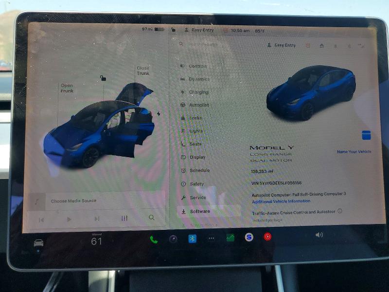2020 Tesla Model y VIN 5YJYGDEE5LF056158 COPART salvage auction — MINOR DENT/SCRATCHES, Ca - Salvage Certificate, sold $8,300 on 2026-07-02 (photo 9)