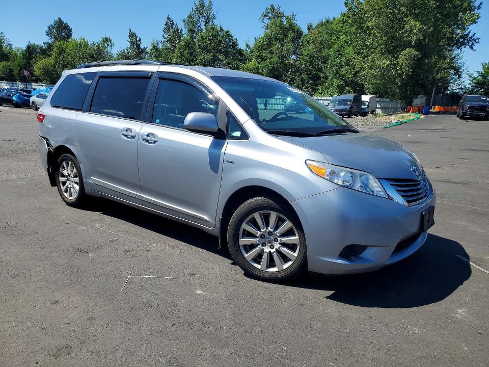 2017 Toyota Sienna VIN 5TDJZ3DC0HS186762 COPART salvage auction — REAR END, Or - Salvage Title Certificate, sold $7,000 on 2026-07-22 (photo 4)
