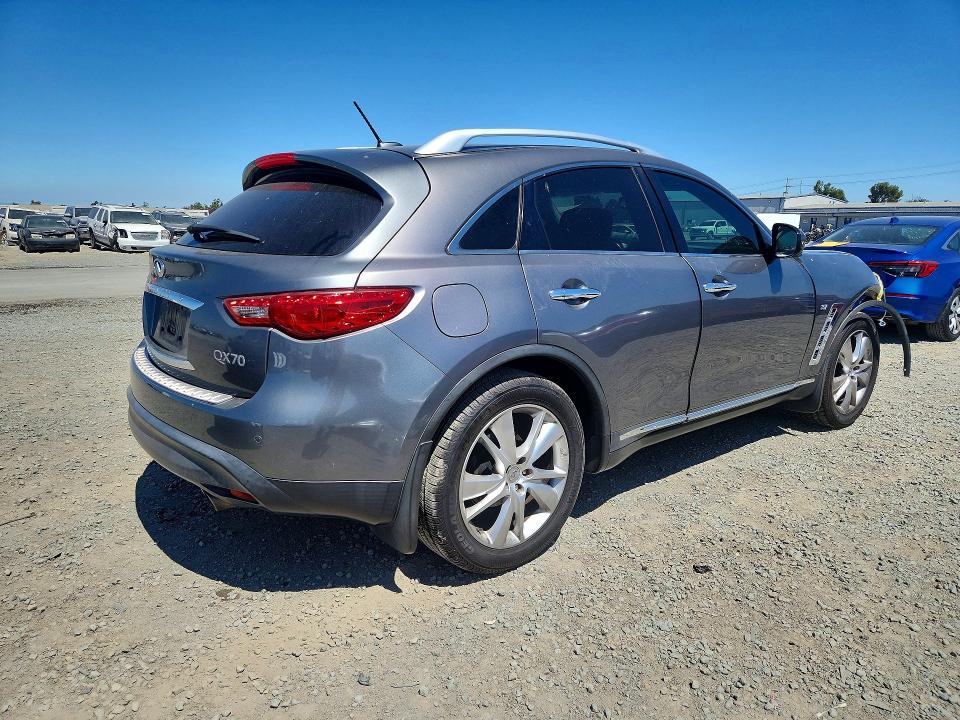 2014 Infiniti Qx70 VIN JN8CS1MU5EM451374 COPART salvage auction — FRONT END, Ca - Salvage Certificate, sold $775 on 2026-07-28 (photo 3)