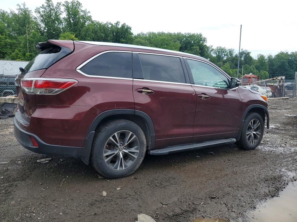 2016 Toyota Highlander VIN 5TDJKRFH4GS253779 COPART salvage auction — FRONT END, Md - Cert Of Salvage < 75% Damage, sold $9,300 on 2026-07-14 (photo 3)