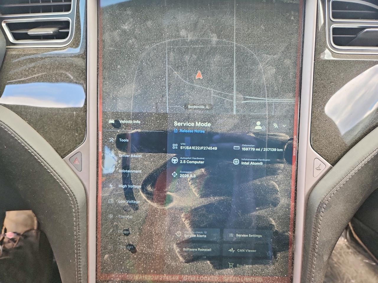 2018 Tesla Model S VIN 5YJSA1E22JF274549 COPART salvage auction — Front End, IL - SALVAGE CERTIFICATE, sold $3,350 on 2026-07-09 (photo 9)